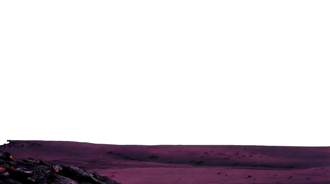 Stylized pink planet terrain horizon, foreground for the headline